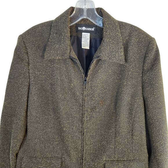 Sag Harbor Women's Blazer14 Gray Misses Size Large L Coat Jacket Zipper - Picture 2 of 6